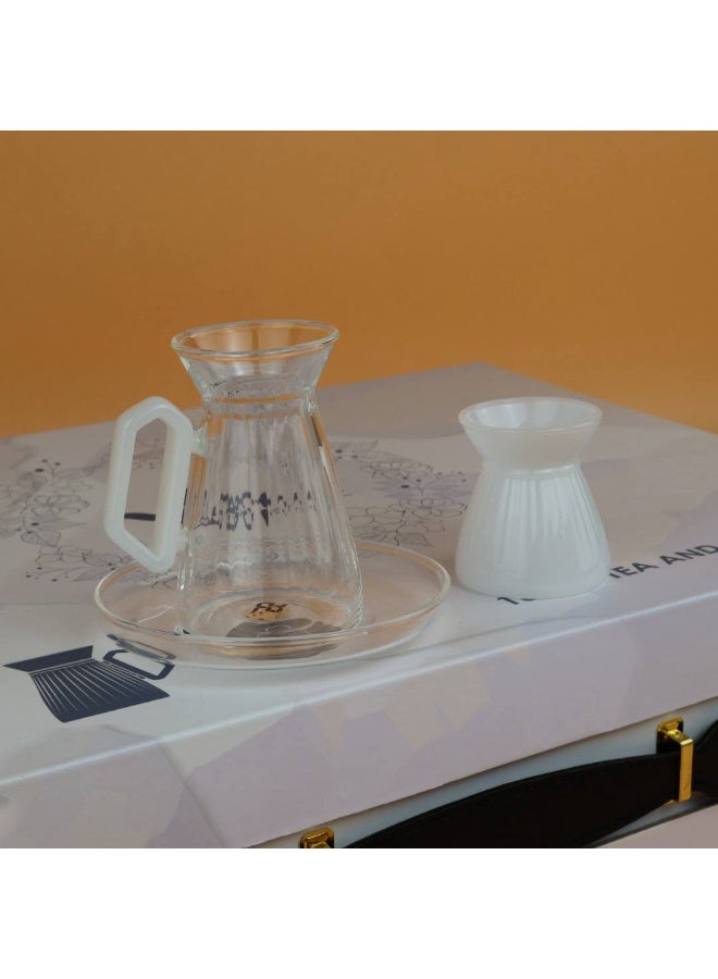 Raz طقم أكواب شاي وقهوة من زجاج أورا | أكواب شاي عربية عصرية | علبة هدايا فاخرة - Image 2